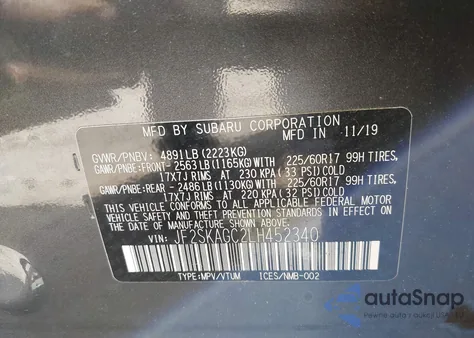 2020 Subaru Forester Premium from USA, damaged, VIN JF2SKAGC2LH452340